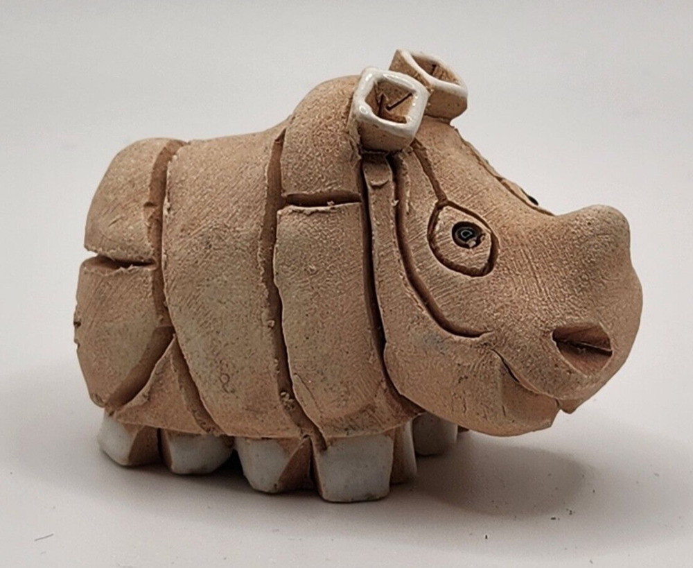 Artesania Rinconada Baby Rhinoceros Animal Figurine Clay Rhino Uruguay Retired